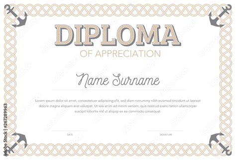 Vector Format Certificate Template In Classical Style Rope Frame Border