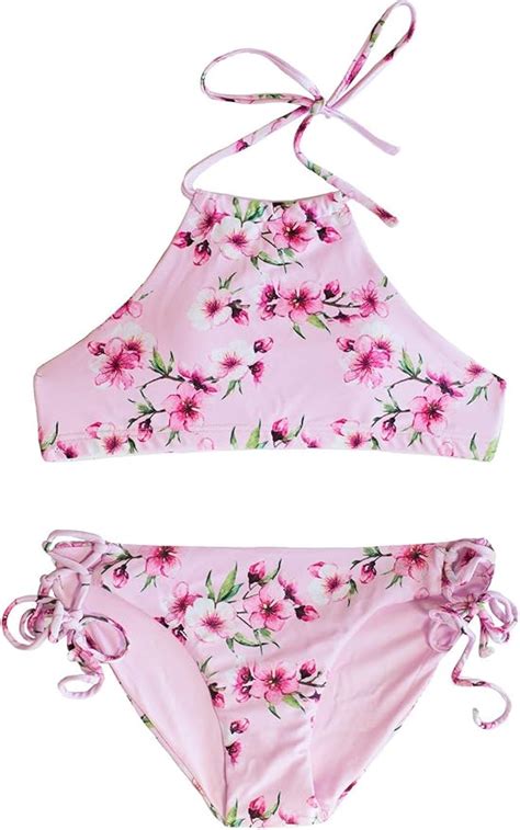 Amazon Flowa Powa Piece Bikini Halter Top Set For Tween And Teen Girls Clothing Shoes