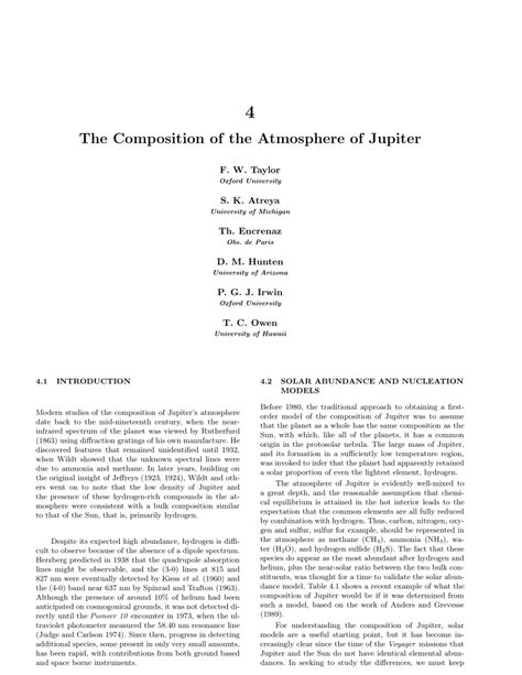 (PDF) The Composition of the Atmosphere of Jupiter