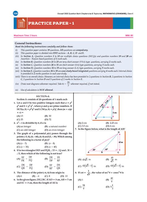 Buy Cbse Class 10 Mathematics Standard Question Bank 2024 25 Oswaal Books