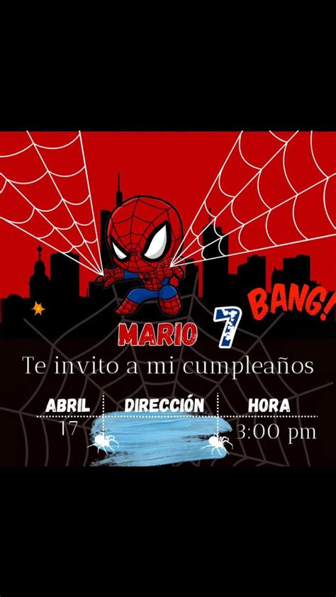 Invitación Digital animada tematica spiderman Instagram mi