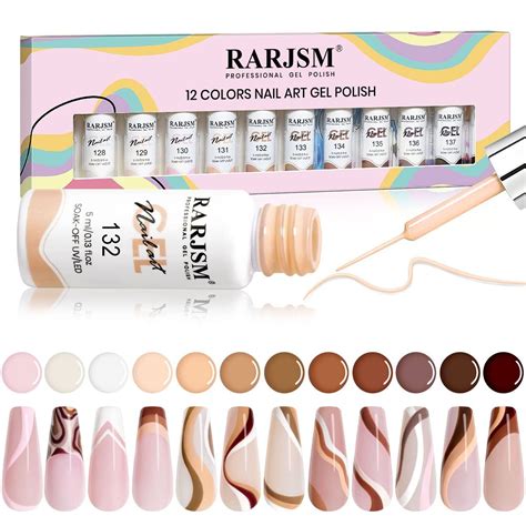 Amazon Rarjsm Gel Paint For Nail Art Nude Liner Gel Nail Polish Set Colors Ml Pink