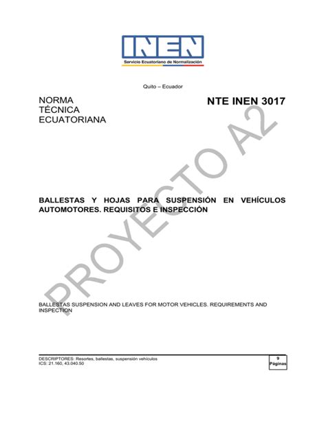 NTE INEN 3017 Servicio Ecuatoriano de Normalización