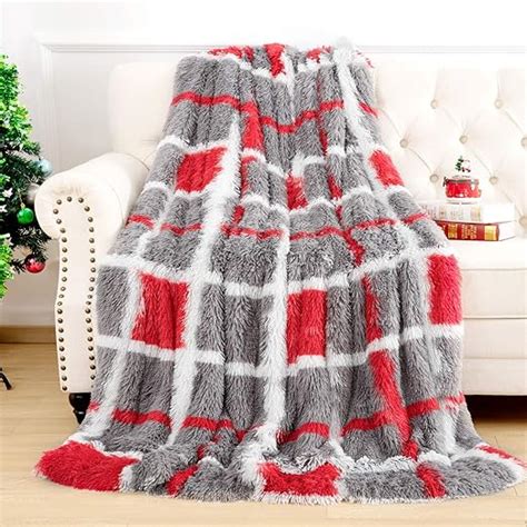 Arogan Premium Fluffy Christmas Blanket Lattice Fuzzy