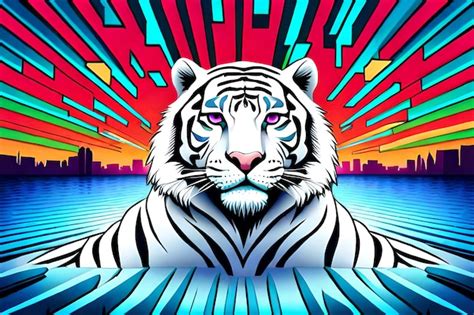 Premium AI Image | A colorful poster of a white tiger with the word ...