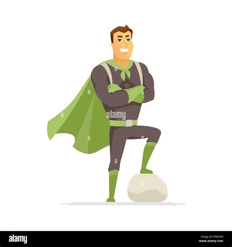 Superhero Modern Cartoon People Character Colorful Illustration Stock