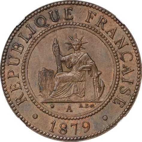 1879 A年坐洋百分之一铜币巴黎铸币厂FRENCH INDO CHINA Centime 1879 A Paris Mint