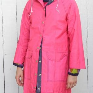 Vintage S Raincoat S Reversible Pappagallo Vinyl Pink Etsy