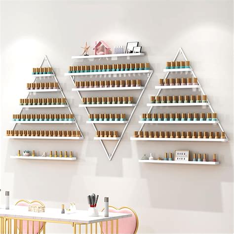 Metal Wall Mounted Nail Polish Rack Sets Triangular Cosmetic Display