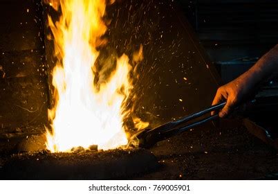 Blacksmith Work Hit Hammer By Hot Stock Photo Edit Now 769005901