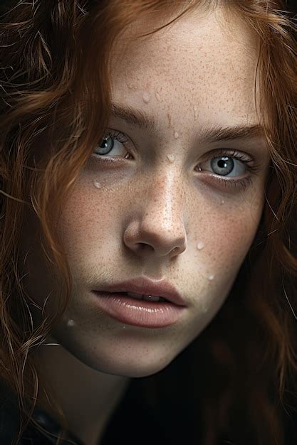 Premium Ai Image A Closeup Stock Photo Of A A Girl Has Freckles On