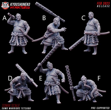 Japanese Sumo Warriors Tetsubo Resin 3d Printed Miniatures Kyoushuneko