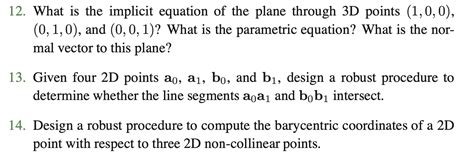 Solved 2 What Is The Implicit Equation Of The Plane Through