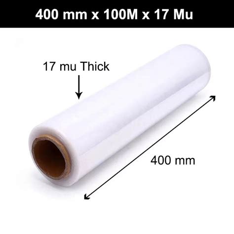 Clear Pallet Stretch Shrink Wrap Cast Packing Cling Film 400mm X 100m