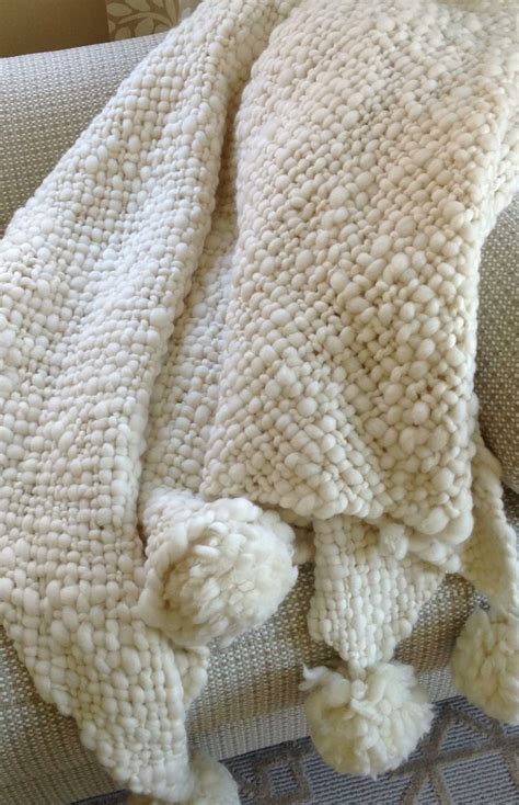 The Softest Blanket Ever Hand Knit Argentinian Wool With Large Pom