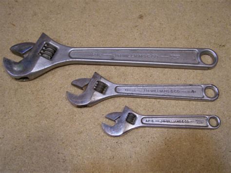 Nice Vintage Jh Williams Adjustable Crescent Type Wrenches