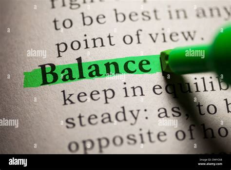 Fake Dictionary Definition Of The Word Balance Stock Photo Alamy