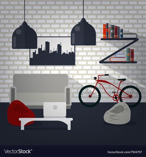 Modern home interior of living room Royalty Free Vector