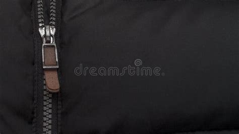 Close-up Open Zipper on a Black Down Jacket Stock Image - Image of modern, object: 168722039