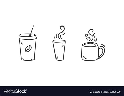 Set Hot Drinks Royalty Free Vector Image VectorStock