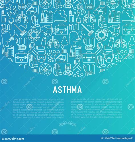World Asthma Day Concept with Thin Line Icons Stock Vector