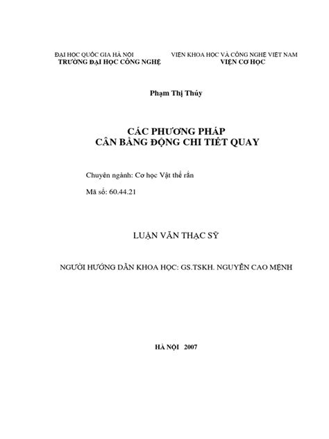 PhƯƠng PhÁp CÂn BẰng ĐỘng Chi TiẾt Quay Pdf