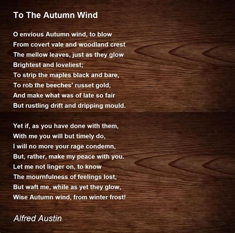 To The Autumn Wind Poem by Alfred Austin - Poem Hunter