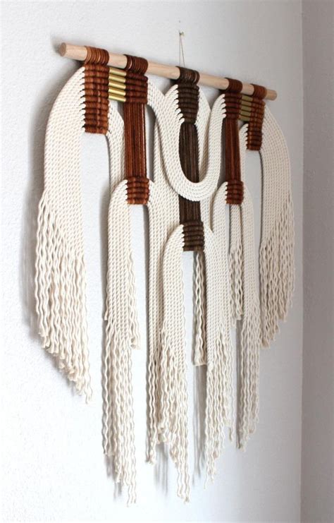 Colgante de pared de macrame brw blanco por arte de HIMO Etsy España