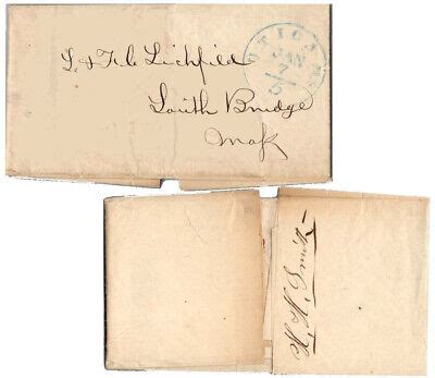 New York Utica N Y 5 1851 Blue Serifed Cds Stampless Folded Letter