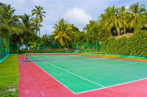 Tennis Court On A Tropical Island Stock Image Image Of Concept Ball