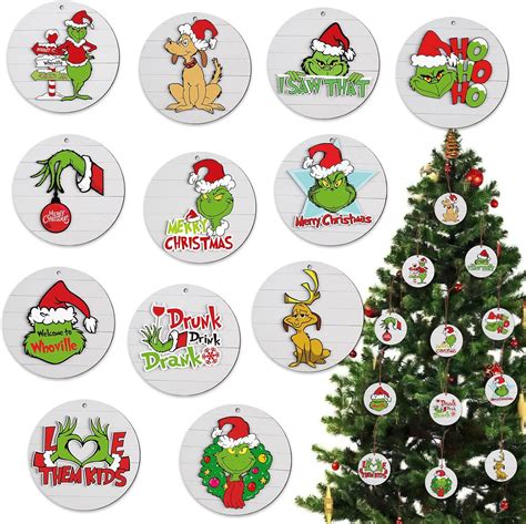 Amazon.com: Christmas Ornaments Tree Decorations Set - 12pcs Green ...