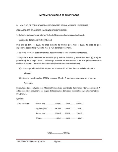 11 informe mas calculos eléctricos de una vivienda IMFORME DE