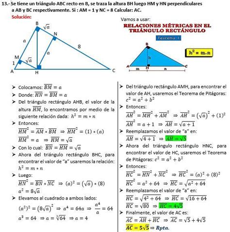 Se Tiene Un Tri Ngulo Abc Recto En B Se Traza La Altura Bh Luego