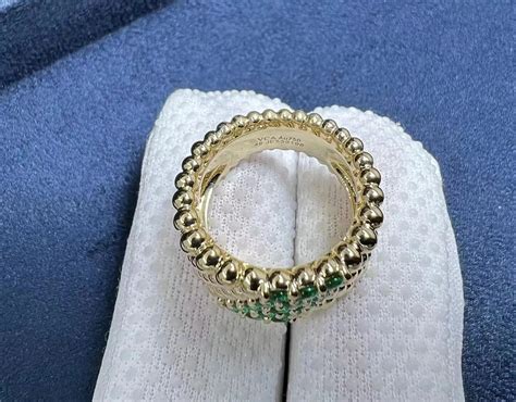 Van Cleef Arpels Perlee Couleurs 18K Yellow Gold 5 Rows Emerald Ring