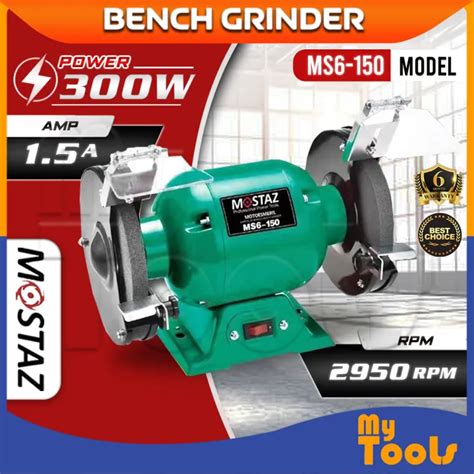 MOSTAZ 6 300Watt Bench Grinder MS6 150 Heavy Duty Desk Abrasive