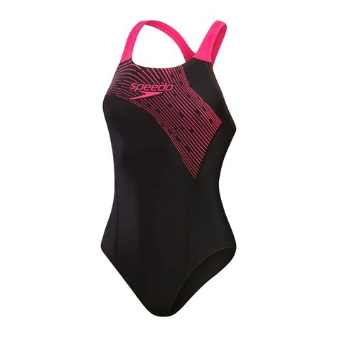 Speedo Medley Medalist Swimsuit Black Pink