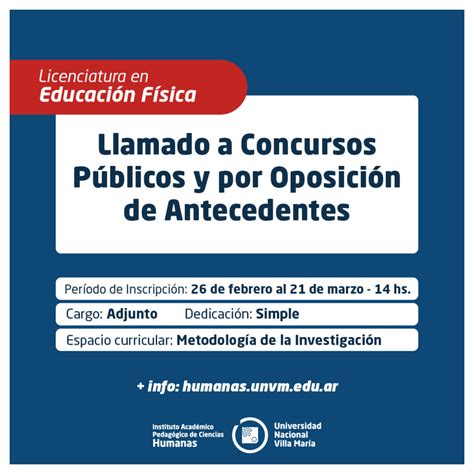 Lic Educaci N F Sica Llamado A Concursos P Blicos Y Por Oposici N De