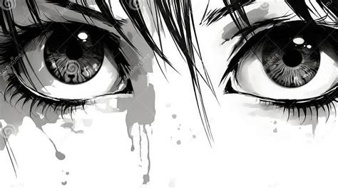 Manga Eyes. Drawing of Black and White Anime Character Stock ...