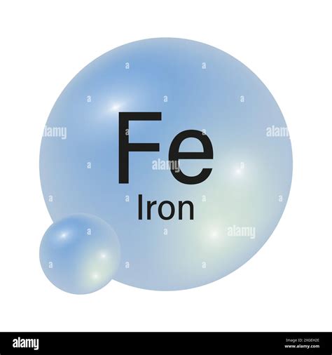 Iron Element Icon Fe Symbol Blue Gradient Spheres Vector