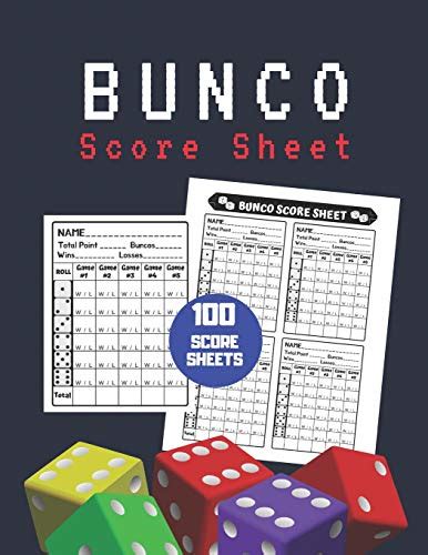 Bunco Score Sheet V 9 100 Bunco Score Pad For Dice Game Bunco