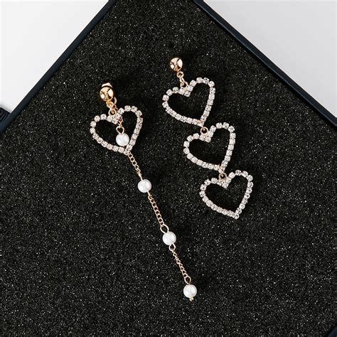 Korean Love Heart Long Drop Dangle Earrings For Women Girls Fashion