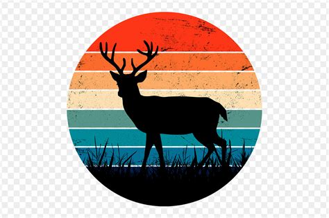 Deer Silhouette Retro Sunset Vintage Art Graphic By Topstar Creative