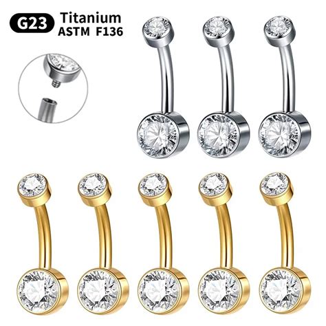 Кольцо на пупок из титана, 14 г, 6 мм, 8 мм, 10 мм, 12 мм, с фианитом ...