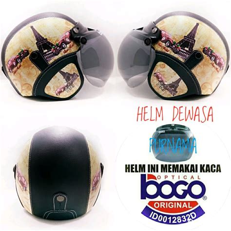 Jual HELM BOGO RETRO CLASSIC FULL KULIT DAN KACA BOGO ORIGINAL PARIS