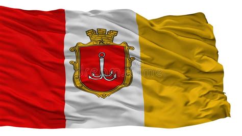 Odessa City Flag On Flagpole Ukraine Isolated On White Background