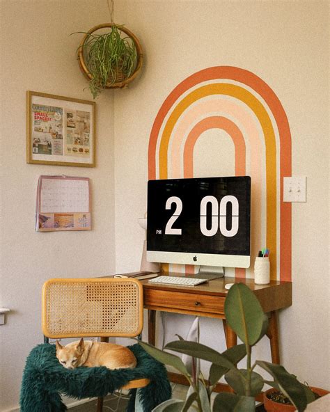 DIY Rainbow Desk Backdrop — Probably This | Rainbow mural, Wall ...