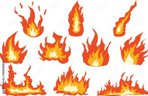 Fire flames clipart set Stock Vector | Adobe Stock