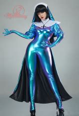 Miccostumes X Mobbunny X Chowbie Sisters Sexy Lingerie Set Black Halloween Nun Costume Bodysuit