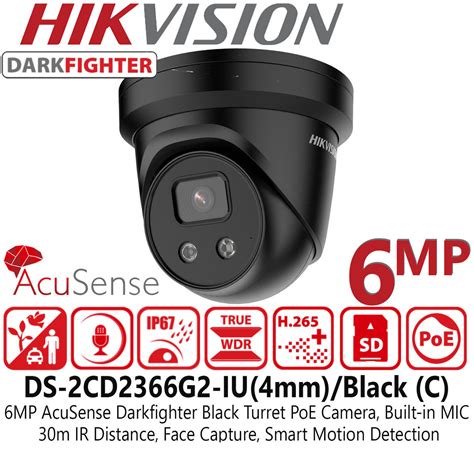 Hikvision OEM 6 MP Acusense Fixed Turret Network Camera Ds 2CD2366g2 I