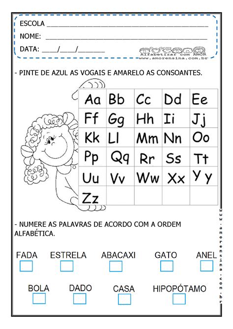 ATIVIDADES O ALFABETO 1º ANO Alfabetizar AMOR